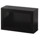 Black BESTÅ storage unit, rectangular, modern design with glass door.