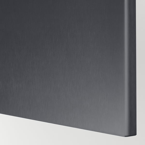 Close-up of a sleek, dark grey modern tv stand, showing smooth, durable texture and clean lines.