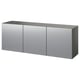 A BESTÅ storage unit in silver with three doors, wall-mounted, modern and sleek design.