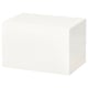 A white BESTÅ storage unit. It has a rectangular shape and a minimalist design, ideal for organizing items.