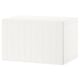White BESTÅ storage unit with vertical grooves, rectangular shape.