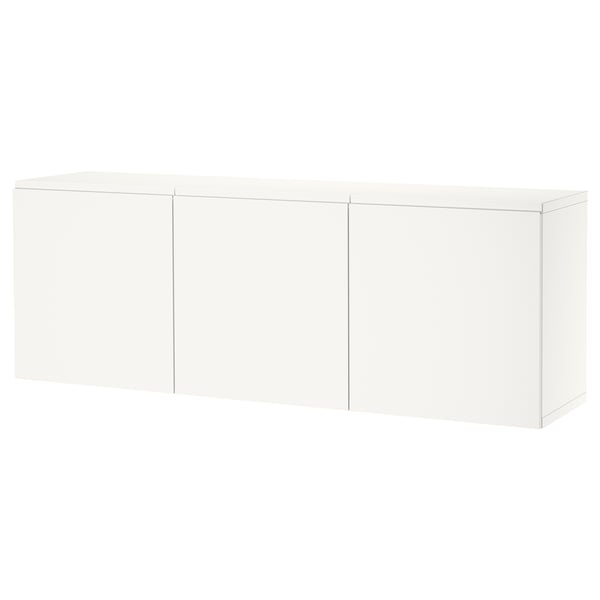White BESTÅ wall-mounted cabinet offers storage and airy style.