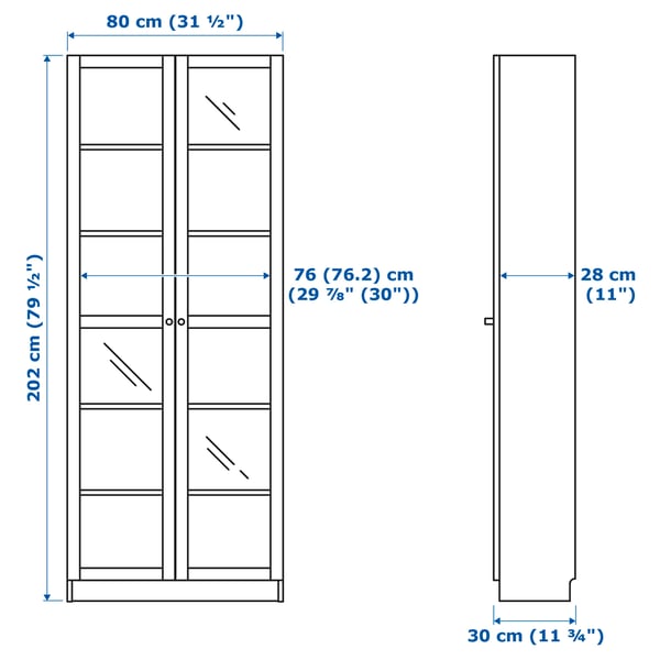 Illustration with measurements for the product: BILLY.
