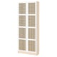 A BILLY bookcase with beige, bamboo-patterned doors, standing tall and closed.