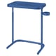 A blue metal BJÖRKÅSEN laptop stand. Its adjustable, has a flat top, and includes a detachable cup holder, perfect for work or study.