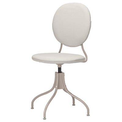 BJÖRKBERGET swivel chair, white, mesh, rounded back and seat, four curved legs.