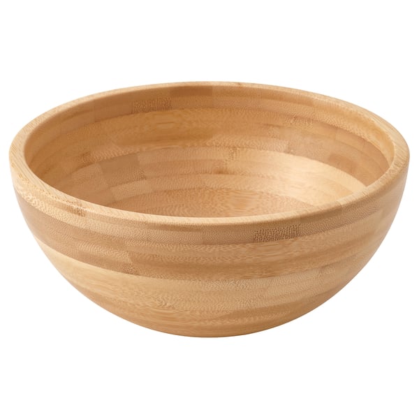 Natural bamboo serving bowl with a smooth edge, ideal for various dishes.