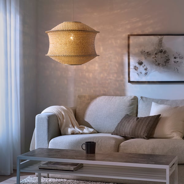 BLÅSTÅNG / HAVSDJUP Pendant lamp, beige/white, 45 cm