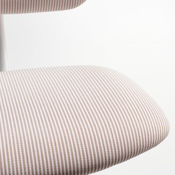 Modern chair with textured red-and-white striped fabric, sleek white frame, and cushioned seat for comfort.