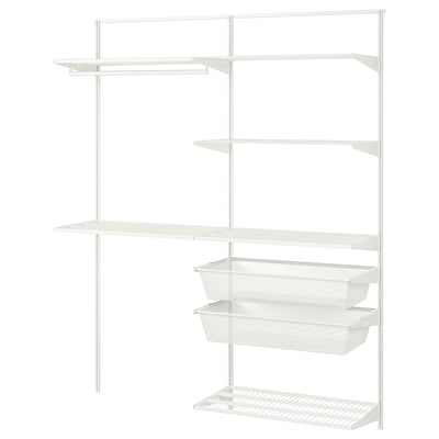 White BOAXEL wall storage system with shelves and baskets.