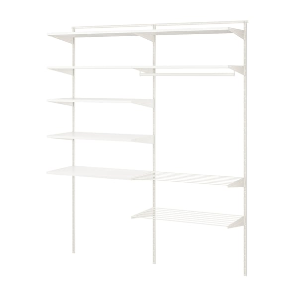 White BOAXEL wall storage system with multiple shelves.