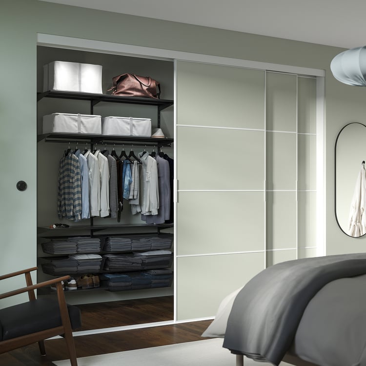BOAXEL wardrobe combination, anthracite/metal, 145x40x201 cm - IKEA Estonia