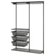 BOAXEL: black metal wardrobe, 4 mesh baskets, 2 shelves, hanging rod.