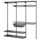 BOAXEL black metal modular wardrobe system with shelves and hanging rod, modern design.