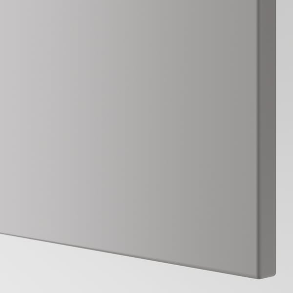 Smooth, grey cabinet panel with bevelled edges, showcasing high-quality finish.
