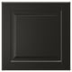 A black BODBYN cabinet door with a square, bevelled panel design. Its smooth and glossy with a modern, sleek look.