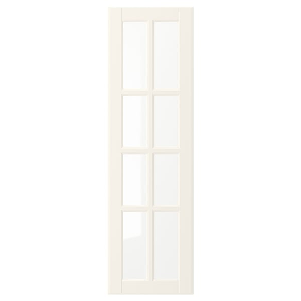 A BODBYN white door with a classic, bevelled design. Its made of fiberboard and glass, featuring a smooth, off-white surface.