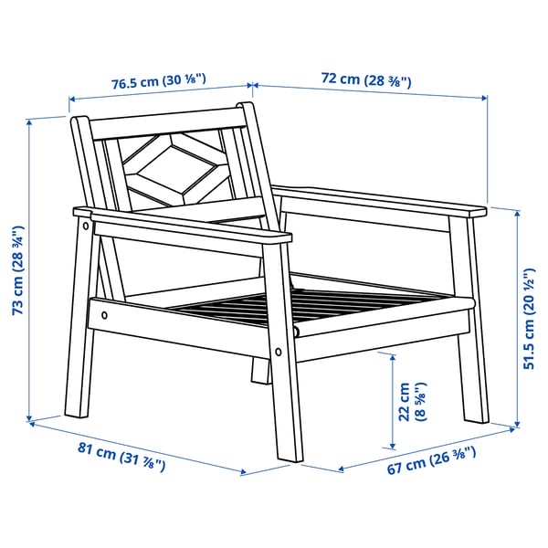 Illustration with measurements for the product: BONDHOLMEN.