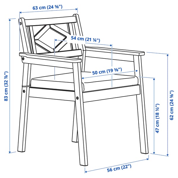 Illustration with measurements for the product: BONDHOLMEN.