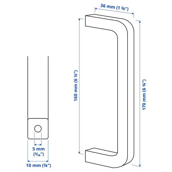 Illustration with measurements for the product: BORGHAMN.