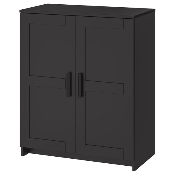 Black BRIMNES cabinet with 2 doors and rectangular handles.