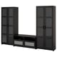 BRIMNES TV storage combination/glass doors, black, 280x41x190 cm