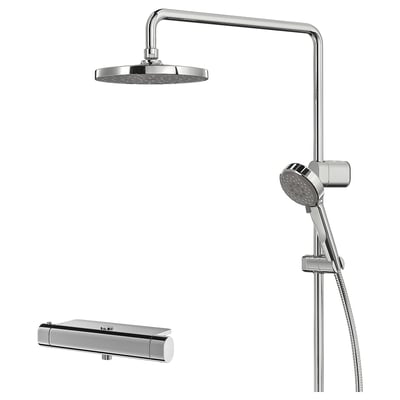BROGRUND shower set, chrome, includes overhead & hand shower, safety sleek design.