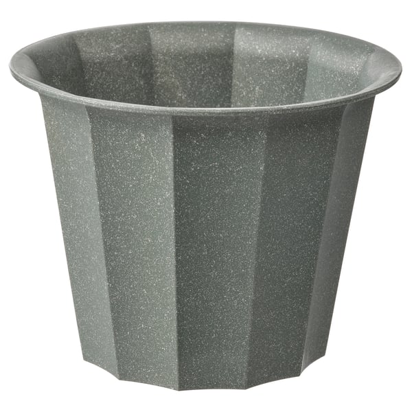 Grey recycled ribbed planter