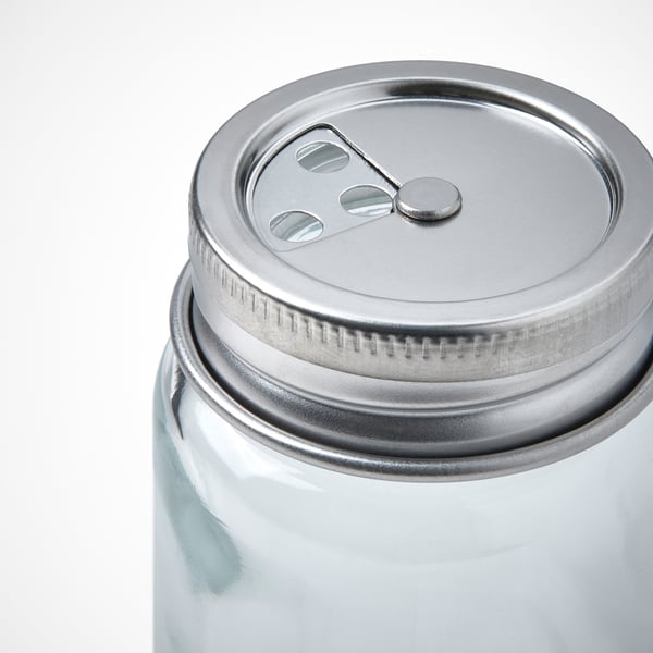 Jar with 3-hole stainless steel lid.