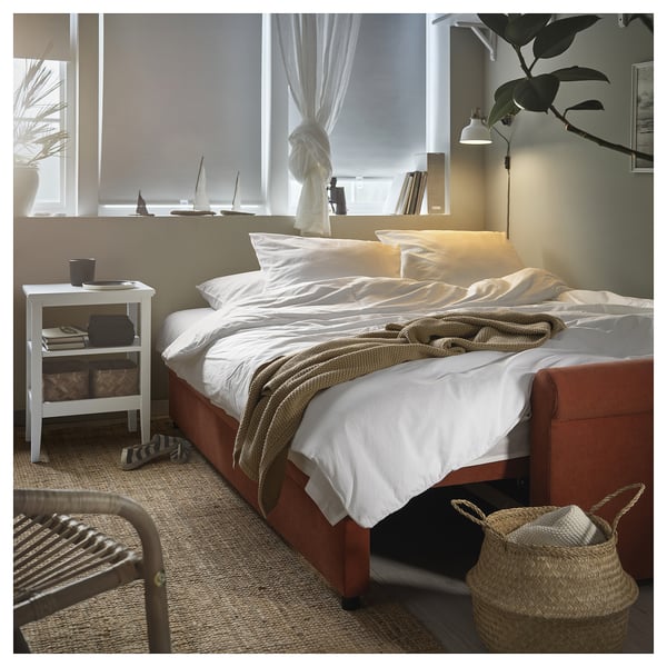 DÅNHULT 3-seat sofa-bed, Silkeryd brown-red