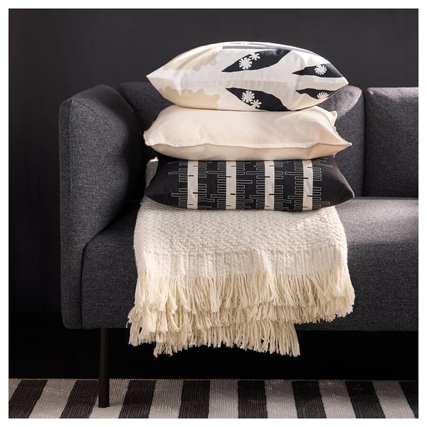 DRABOR Cushion cover, black/light beige, 50x50 cm