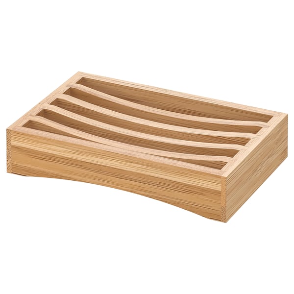 DRAGAN bamboo bath box, natural colour, rectangular shape, slatted design for drainage.