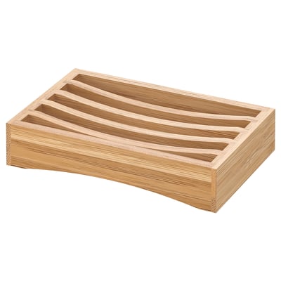 DRAGAN bamboo bath box, natural colour, rectangular shape, slatted design for drainage.