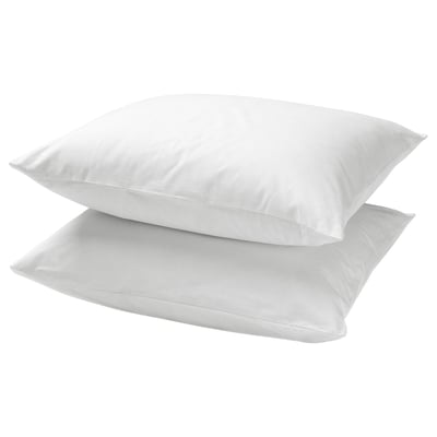 Two white, rectangular DVALA pillows stacked neatly, smooth texture, simple design.