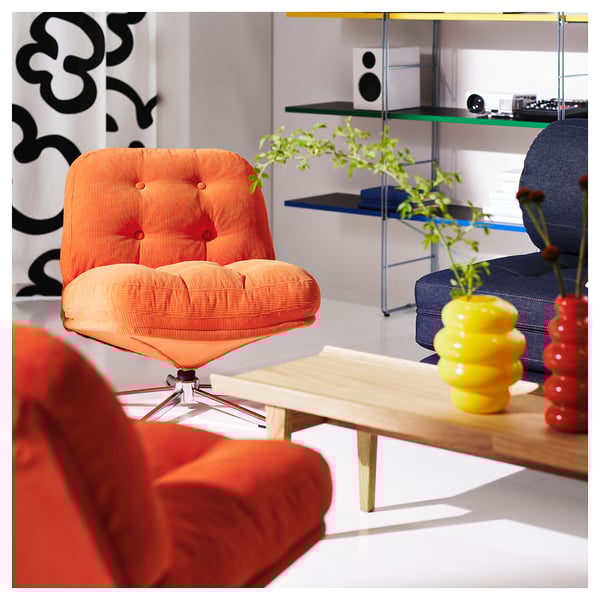 DYVLINGE Swivel easy chair, Kelinge orange