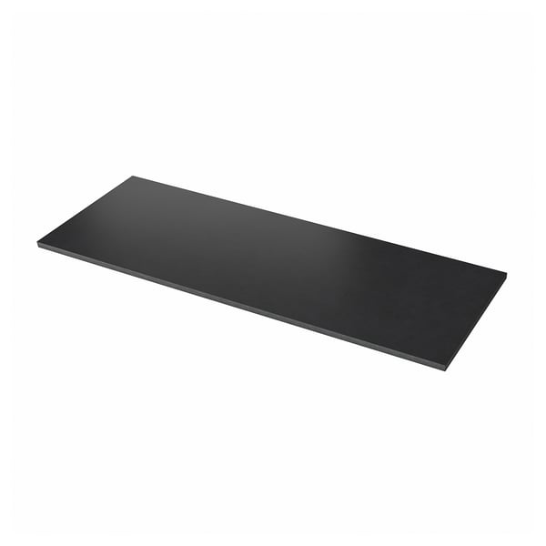 Black EKBACKEN rectangle shelf. Modern, simple design, made of laminate.