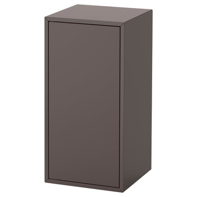 EKET: modern black storage cabinet, sleek design, rectangular shape, minimalist style, simple unit.