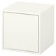 A white EKET cube storage unit with a single door. The shape is square, and the design is minimalistic and modern.