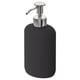 Black EKOLN soap dispenser with chrome pump, sleek curved design.