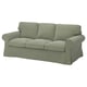Light green EKTORP sofa, three-seat with rolled arms, soft cushions.