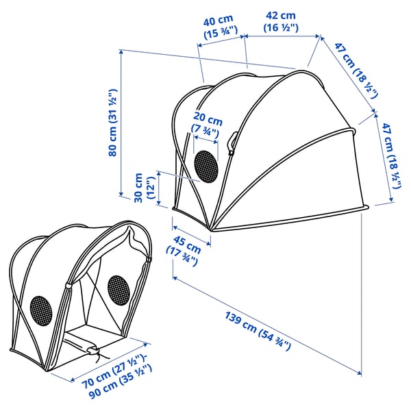 Illustration with measurements for the product: ELDFLUGA.
