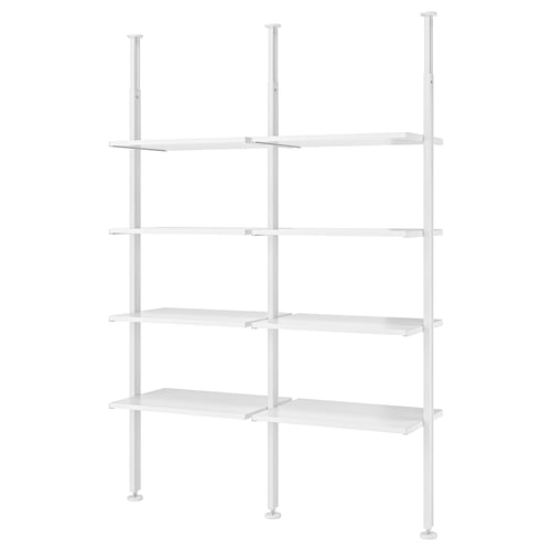 White ELVARLI shelving unit with 5 adjustable shelves, minimalist design.