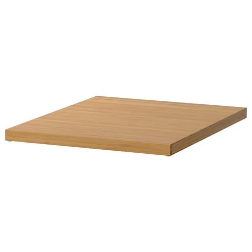 An ELVARLI shelf in a light brown colour made of bamboo. It has a simple, rectangular design, ideal for storage.