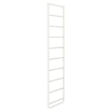 An ELVARLI white metal ladder. Its slim, vertically oriented, and designed for storage or hanging items, with a minimalist and modern design.
