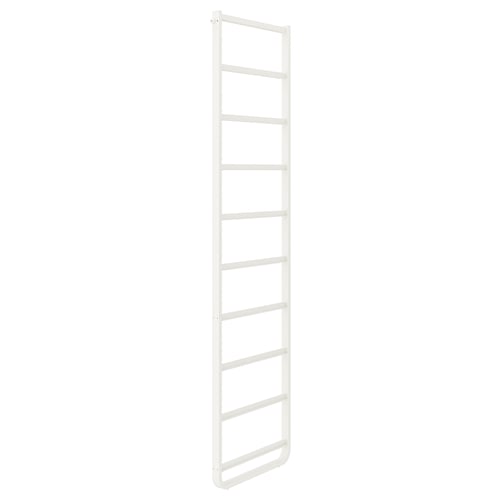 An ELVARLI white metal ladder. Its slim, vertically oriented, and designed for storage or hanging items, with a minimalist and modern design.