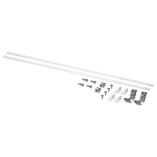 ENHET kitchen island kit: 2 rods, brackets, screws; white, metallic.
