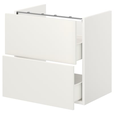 White ENHET bathroom cabinet, rectangular, two drawers.