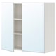 A white ENHET bathroom wall cabinet with two mirrored doors and inner shelves for storage.