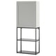 ENHET grey cabinet with glass shelves, modern design.