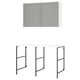 An ENHET storage unit: grey cabinet with two doors, a white countertop with black metal legs, and a clean, modern design.
